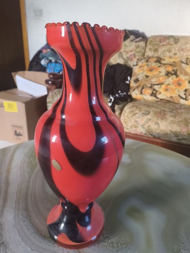 Vaso vetro rosso nero - vetro, con