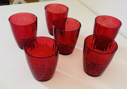 Bicchiere vetro rosso - ,