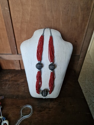 Collana etnica vetro - vetro, rosso