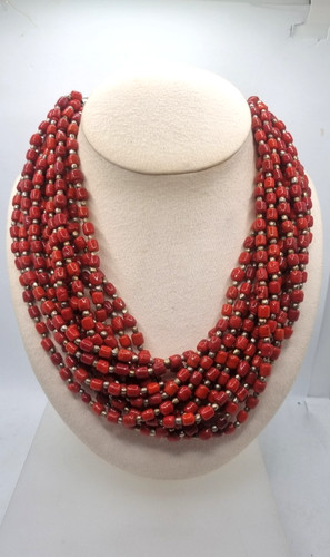 Collana vetro rosso multifilo - vetro,